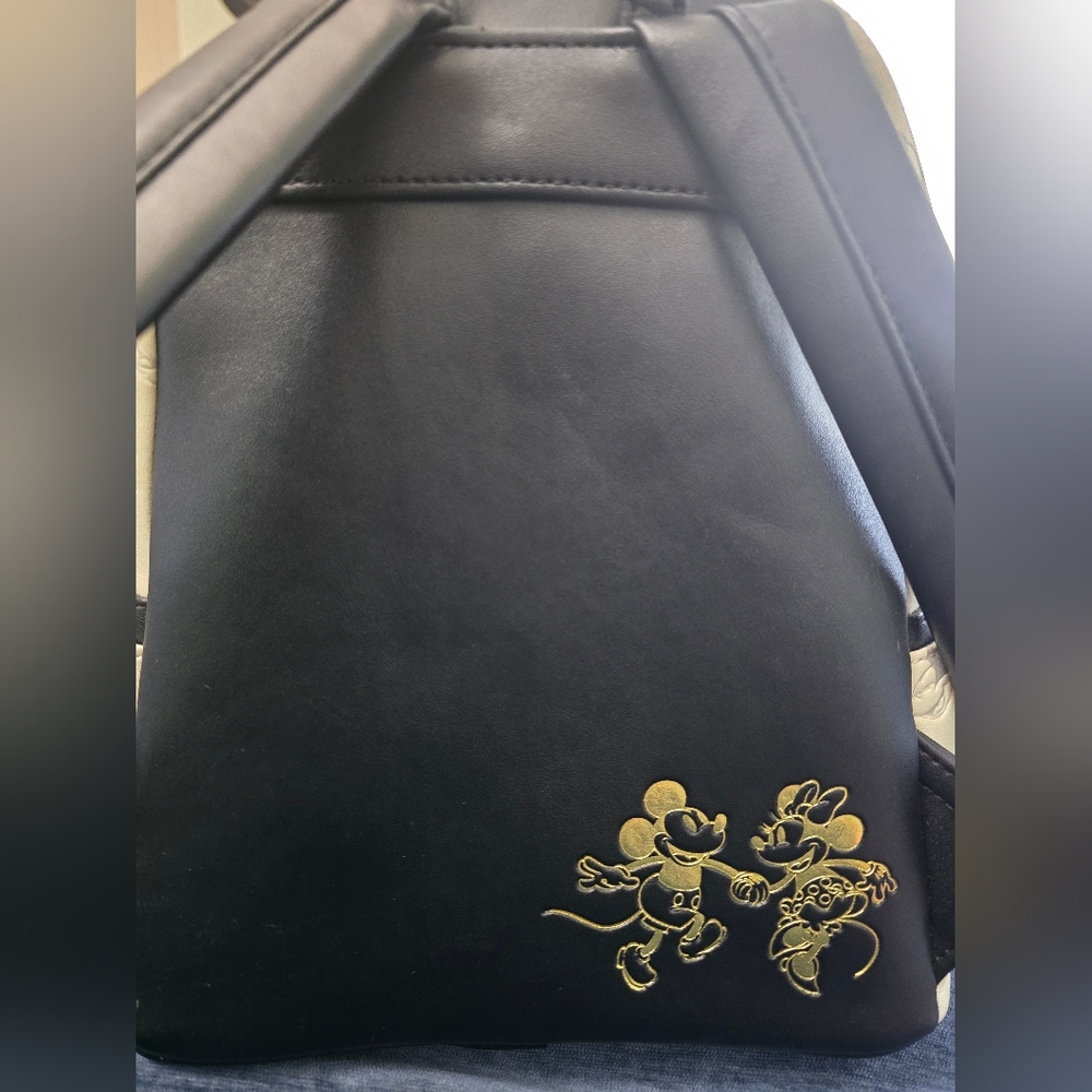Loungefly Disney Cream and Black Quilted Backpack - Picture 2 of 8